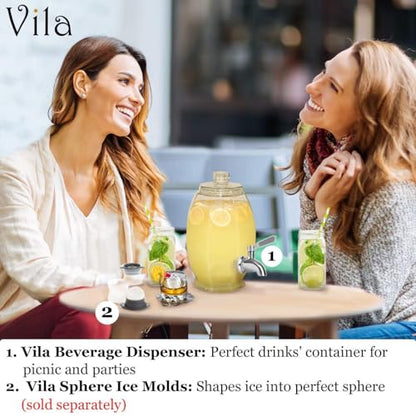 Vila Replacement Spigot for Beverage & Water Dispenser, Stainless Steel No-Rust Spout Faucet, Excellent Continuous Flow, Sturdy Alternative for Flimsy Plastic Taps, Fits Most Water Jugs, Mason Jars