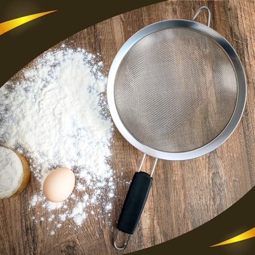 Set of 3 Fine Mesh Strainers for Kitchen | 3.4 inch, 5.5 inch and 7.9 inch Stainless Steel Strainer