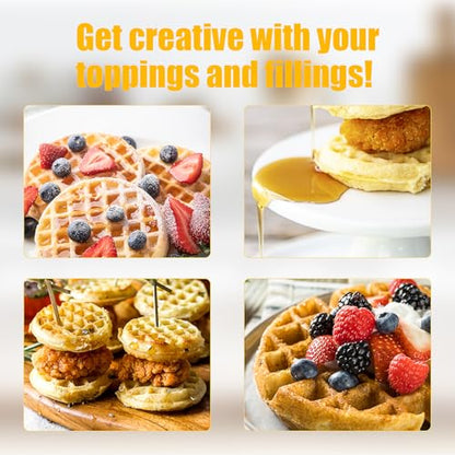 OSTBA Mini Waffle Maker: 750W Powerful Heating, Cooks 8 Waffles at Once, Fast & Even Cooking, Non-Stick & Easy Clean, Compact & Portable for Family Breakfast - style: ABS07-C