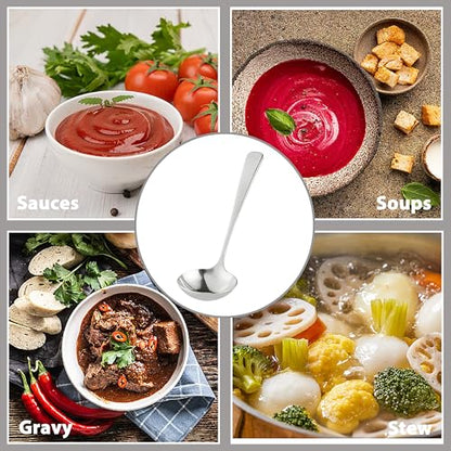 Small Ladle for Serving, 7.8 Inch 18/10 Stainless Steel Mini Gravy Ladle for Soup, Sauce and Gravy, Sturdy and Anti-corrosion, Dishwasher Safe