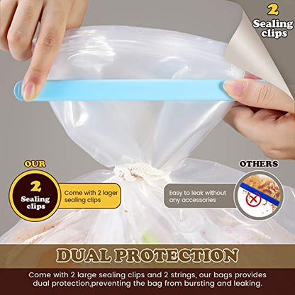 Brining Bag, 26"×22", 2 Pack, Extra Large Turkey Brine Bag with 2 Strings and 2 Larger Clips, Thickened materials, Double Track Zippers Brine Bags, Brining Bags for Turkey, Ham, Beef, Marinade