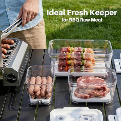Food Storage Containers with Lids Airtight Set, BPA Free, Portable Vacuum Container Set with Ice Packs for Lunch Boxes & Coolers - Freezer Packs for Kitchen, Fridge, Camping, Picnic