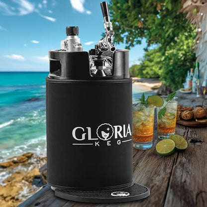 Gloria 10L (2.6 Gal) Mini Keg, Pressurized Keg for Drinks, with Tap System, Co2 Regulated, Stainless Steel - size: 10L