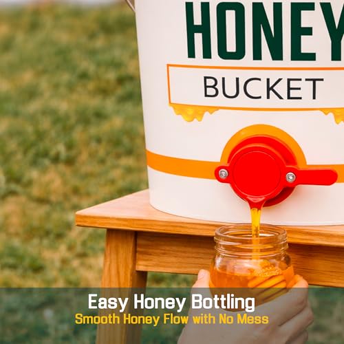 SunVara Honey Bucket with Gate 5 Gallon Kit - Stainless Steel Double Layer Strainer, Honey Scrapper Tool Beekeeping Equipment, Honey Extractor Equipment, Bee Supplies