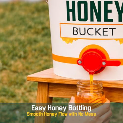 SunVara Honey Bucket with Gate 5 Gallon Kit - Stainless Steel Double Layer Strainer, Honey Scrapper Tool Beekeeping Equipment, Honey Extractor Equipment, Bee Supplies