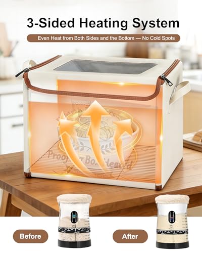 Coco Bird Bread Proofing Box with Window & 50oz Sourdough Starter Kit - Precise Temp Control (55-133°F) Fermentation Station with Large Glass Jar, Professional Sourdough Making Kit