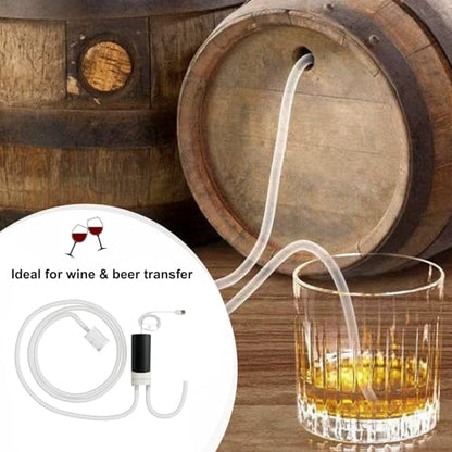 Food Grade Wine Siphon Pump, USB Wine Transfer Pump Auto Siphon Self Priming Pump for Bottling Home Brew Wine, Beer, Mead, Water, Beverages and Kombucha Beer Transfer Pump No Mess 2L/Min Low Noise - color: Black