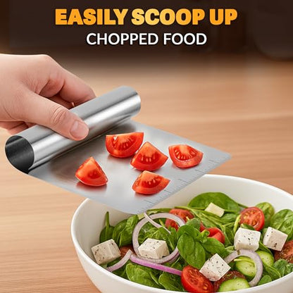 Stainless Steel Bench Scraper, 5.9 x 4.53 In, Measurement Marks | Pastry Scraper Tool with Ergonomic Handle, Resists Bending for Clean Cuts; Dough Cutter for Sourdough, Pizza and Cookie