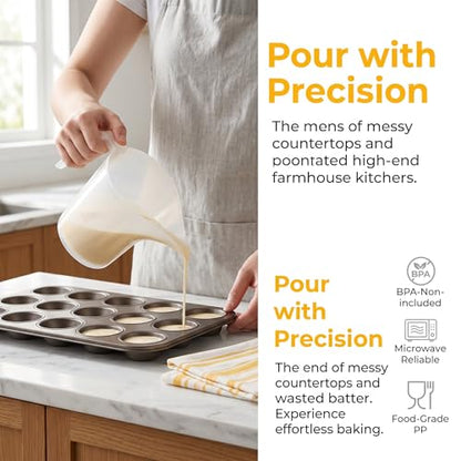 WUWEOT 12 Pack Measuring Funnel Pitcher, 33OZ Easy Pour Measuring Cup with Long Spout for Soap Cakes Making, Filling Muffin Pans, Bakeware Molds, Oils, Fluids (1000ml)