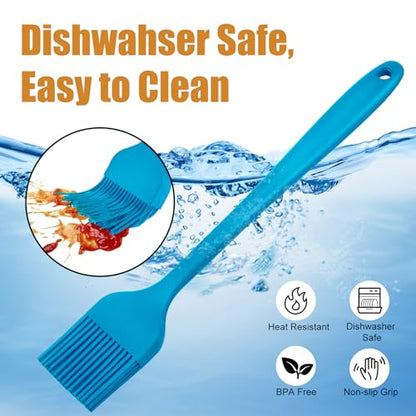 Silicone Basting Brush 2 Pcs Pastry Brush for Oil, BBQ, Grill, Sauce Baking Cooking, Dishwasher Safe (Blue) - color: Blue
