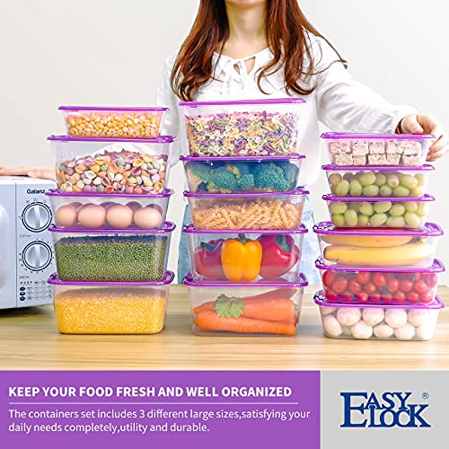 KIGI Lightweight Plastic Transparent Food Storage Containers with Lid Set Rectangle Meal Prep Containers, Microwave, Freezer, Dishwasher Safe (67oz, 44oz, 20oz|12PACK) - size: Assorted (24-piece)
