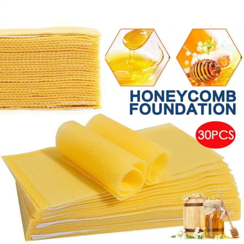 anso 10/30 Pcs Beeswax Sheets Honeycomb Foundation Wax Frames Beekeeping Honey Bee Hive 5.11inch X 3.54inch (30Pcs) - color: 30pcs