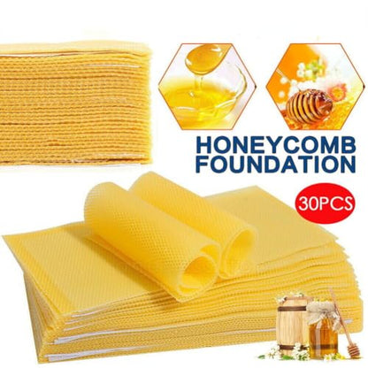 anso 10/30 Pcs Beeswax Sheets Honeycomb Foundation Wax Frames Beekeeping Honey Bee Hive 5.11inch X 3.54inch (30Pcs) - color: 30pcs