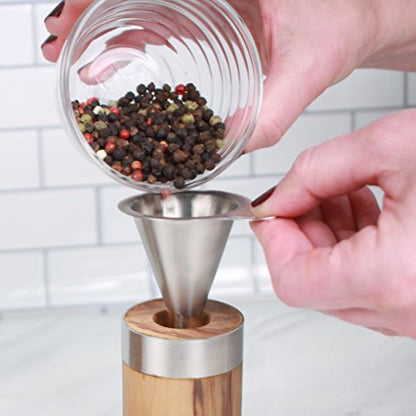 RSVP International Endurance Collection Kitchen Spice Jar/Oil Bottle Funnel, Stainless Steel and Dishwasher Safe, Angled Spout - size: Standard (Pack of 1)