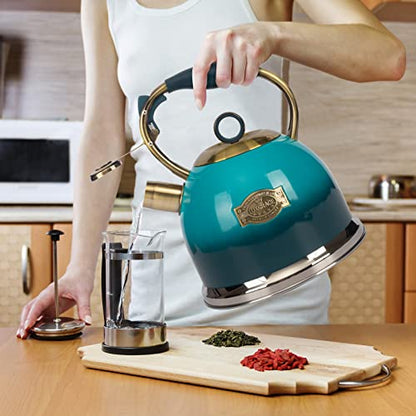 Tea Kettle -3.0 Quart Tea Kettles Stovetop Whistling Teapot Stainless Steel Tea Pots for Stove Top Whistle Tea Pot - color: Blue