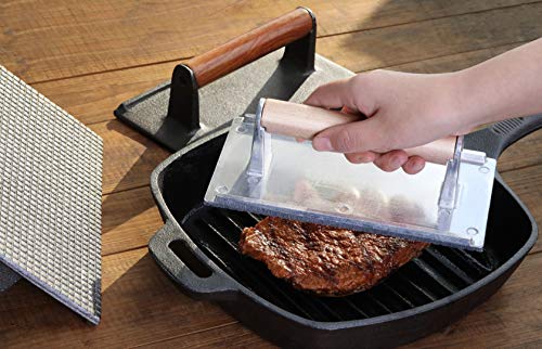 New Star Foodservice 36435 Commercial Grade Iron Steak Weight/Bacon Press, 8.25 by 4.25-Inch - size: 8.25" x 4.25"