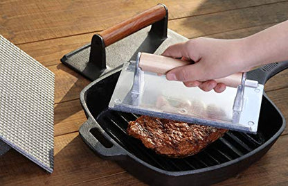 New Star Foodservice 36435 Commercial Grade Iron Steak Weight/Bacon Press, 8.25 by 4.25-Inch - size: 8.25" x 4.25"
