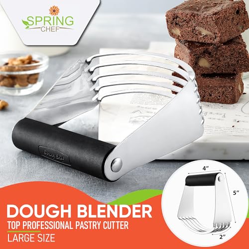 Spring Chef Dough Blender, Top Professional Pastry Cutter with Heavy Duty Stainless Steel Blades, Large Size, Black - color: Black, size: 4" Large