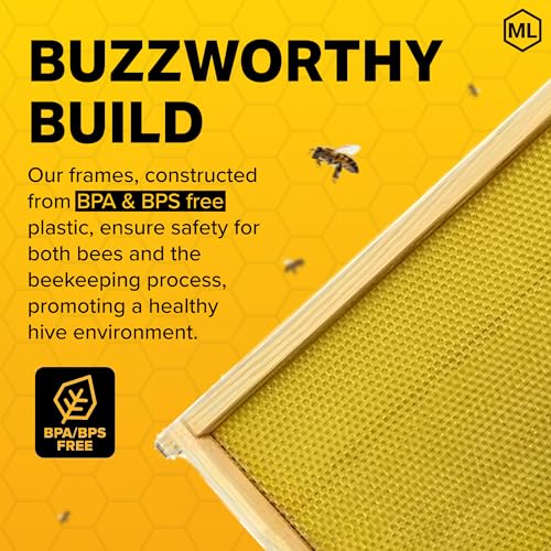 Mann Lake Premium Beekeeping Frames, Fully Assembled, Deep Rite-Cell Hive Frames, Beeswax Coating, Universal Fit, BPA & BPS Free, 9 1/8 Inches, Yellow, 20-Pack - style: Yellow Assembled Frames