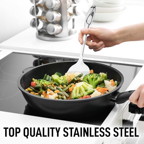 Zulay Kitchen Stainless Steel Solid Spatula - 15” Large Metal Turner for Cooking, Frying & Grilling - Durable, Heat-Resistant & Dishwasher Safe Kitchen Utensil for Everyday Use - size: Solid Turner