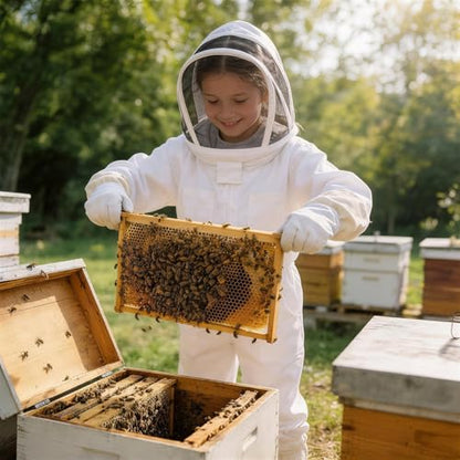 Bee Suit, Full Body Beekeeping Suit with Veil Hood (3‘3’‘ - 4’5‘’) | Professional Beekeeping Outfit, Includes Gloves, for Beekeepers and Beginners - size: Kids for 3‘3’‘ - 4’5‘’