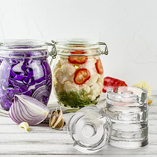 9 Pack Fermentation Weight with Easy Grip Handle, Glass Fermentation Kit, Fermentation Lids for Wide Mouth Mason Jars, Pickle