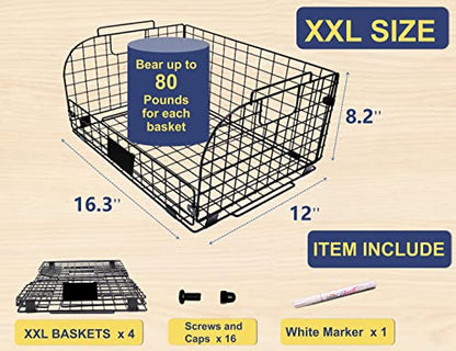 4 PACK XXL Stackable Wire Baskets for Storage Pantry,Fruit Basket For Kitchen Cabinet,16.3''x12''x8.2''Vegetable Fruit Snack Chips Onion Potato Cans Organization, pantry organizers and storage