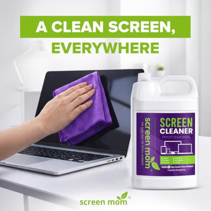 Screen Mom Screen Cleaner Refill with Dispensing Tap, 1-Gallon for Screen Cleaner Spray and Wipe for TV, Computer, Phone, iPad, Car Screen Cleaning Kit Electronic Cleaner Spray - size: 128 Fl Oz (Pack of 1)