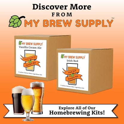My Brew Supply Oktoberfest Beer Extract Kit | Amber Dry Malt Extract | Munich Light, Munich Dark, & CaraRed Grain | Hallertau Hops | German Ale Yeast | Priming Sugar | Bottle Caps | 5 Gallon Yield