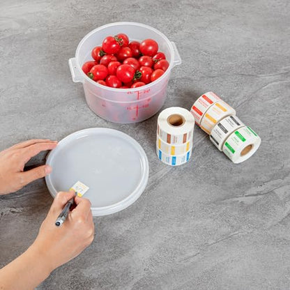 Restaurantware RW Smart 1 Inch x 1 Inch Food Rotation Labels 3500 Dissolvable Food Safety Labels - Premium Trilingual Paper Day Of The Week Labels For Food Storage Or Prep Weekly - style: 7-Day