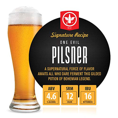 Premium Beer Kit Bonus with Bottles - Conical Fermenter Eliminates Sediment and Makes Great Tasting Home Made Beer - 1 Gal. Pilsner, Stout, and IPA Recipes