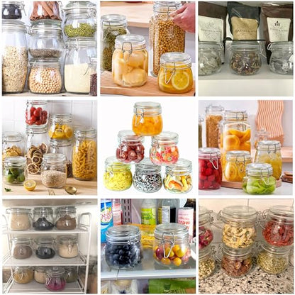 Glass Jar With Airtight Lid 16 Oz (Set Of 2) Wide Mouth Airtight Food Storage Containers Leakproof Canister For Coffee,Sugar,Chocolate Chips,Canning,Candy,Cereal,Spice,Pickle,Cookies,Dried Fruits - size: 16 OZ 2 Pack