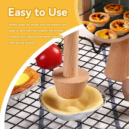 Wooden Pastry Tamper, Double Side Pie Pastry Dough Tart Tamper for Mini Muffin Pan, Wooden Shell Dough Wooden Cookie Molds for Baking, Mini Egg Tart, Cheesecakes, Pasta