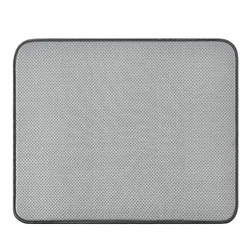 SUBEKYU Dish Drying Mat for Kitchen Counter, Microfiber Absorbent Dishes Drainer/Rack Pads under Sink, 19.6 by 16.1 inches, Set of 2, Grey, Ripple - color: Ripple 2P 19.6*16.1