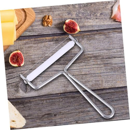 2Pcs Stainless Steel Cheese Slicer Set Wire Handle Efficient Cream Cutter and Butter Scraper for Kitchen and Bakery Use - color: Silver
