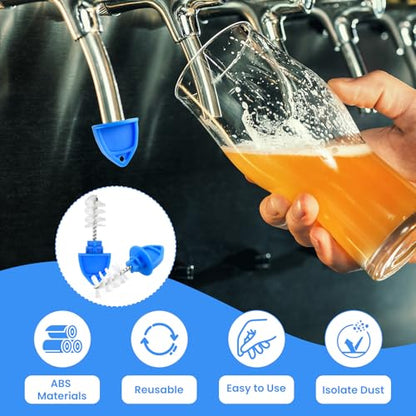 Beer Tap Plugs Brush Kit - 24 Cleaning Brushes & 5 Draft Beer Tap Plugs for Kegerator Cleaning Replacement Cleaning Parts, Sanitary Faucet Cap Cover Brush Set for Most Taps Bar