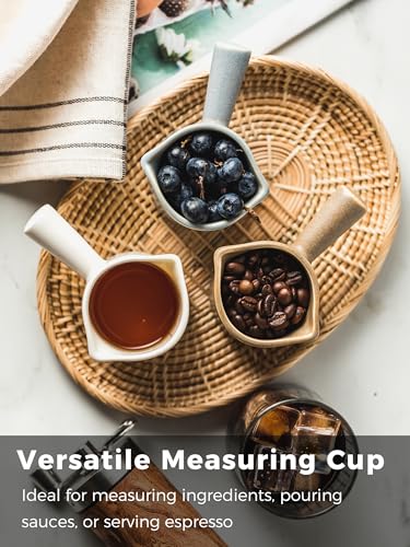 Espresso Measuring Cup, Ceramic Espresso Cup with Handle, Expresso Shots Cups Double Spouts Milk Cup, Espresso Accessories, 3 Oz/ 90 Ml, Brown - color: Brown