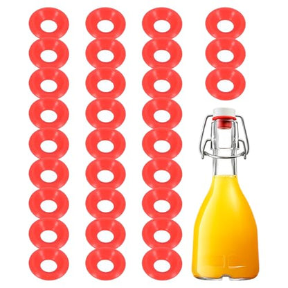 uxcell Silicone Rubber Gaskets Washer, 30 Pcs Leak-proof Seal Gasket Replacements for Swing Flip Bottle Hat Shaped Swing Top Washers Home Brew Beer Soda Bottle Sealing