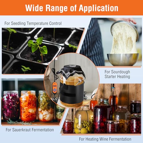 Kombucha Heating Wrap, Kombucha Jar Heat Wrap with Digital Temperature Control and Timing Function, Fermentation Heater Carboy Warmer Fits Most Fermenter Vessels 1 to 3 Gallons