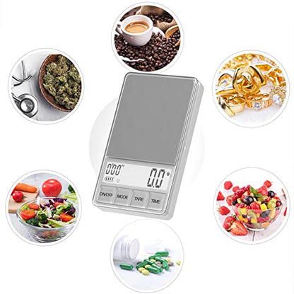 WEIGHTMAN Small Coffee Scale with Timer, 1000g x 0.1g, Mini Espresso Scale | Stainless Steel Food Scale for Grams and Ounces, Large Backlit LCD, Travel Pocket Scale for Pour Over Coffee, Tea and Baking - color: Silver
