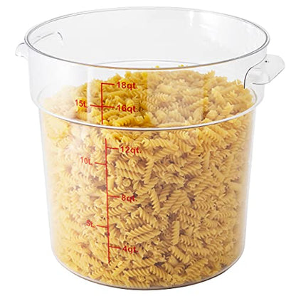 Restaurantware Met Lux 18 Quart Food Storage Container, 1 Round Commercial Storage Container - Lid Sold Separately, With Volume Markers, Clear Plastic Food Prep Bucket, Space-Saving Storage - size: 18 qt, style: 1 Count