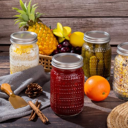 LUODA 32 OZ Wide Mouth Mason Jars, 6 PACK Glass Mason Jars with airtight Lids, Quart mason jars wide mouth for Preserving, Meal Prep, Overnight Oats, Sauces,Honey, Jam, Yogurt or Jar Decor
