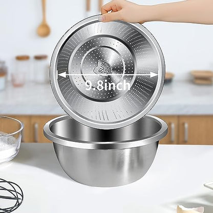 Gulex Colander Stainless Steel 5-quart with Bowls,Strainer for Kitchen(2PC) - color: Black, size: 5QT