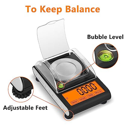 Fuzion Milligram Scale 50g/0.001g, Powder Scale with 9 Accessories | Includes Calibration Weights, Mg Scale for Powder, Supplement, Jewelry, Capsule Filling, Reloading - color: Black Orange