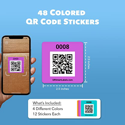 Smart Labels QR Code Stickers with AI Photo Analysis App - Auto-Creates Item Descriptions - No Typing - Made in USA - QR Code Labels for Storage & Inventory Tracking, Organization & Moving, Pack of 48 - style: Contemporary