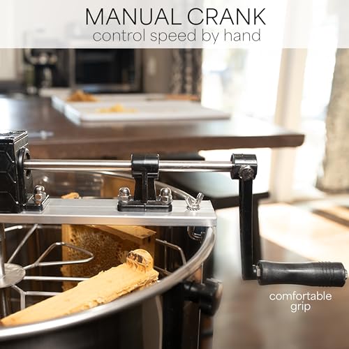 VIVO Honey Extractor 8 Frame Rack (4 Deep Frames), Food Grade Stainless Steel Honey Processing Equipment, Manual Crank Honeycomb Drum Spinner with Transparent Lid, BEE-V004B