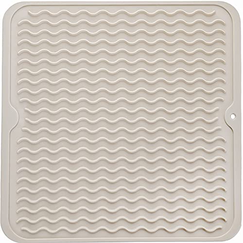 MicoYang Silicone Dish Drying Mat for Multiple Usage,Easy clean,Eco-friendly,Heat-resistant Silicone Mat for Kitchen Counter or Sink,Refrigerator or Drawer liner Tapioca M 12 inches x 12 inches - color: Tapioca, size: 12"L x 12"W
