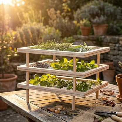 3 Set Large Pasta Drying Rack 12.6" x 16.5" Stackable Herb Dryer Rack with Mesh Wooden Flower Drying Storage for Pasta Herb Seed Flower Dryer Cook Gift Homesteading Essentials