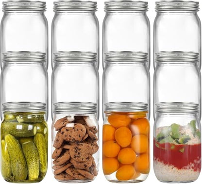 Glyntrof 32 oz Mason Jars Wide Mouth with Airtight Lids, 1 Quart Glass Canning Jar for Fermenting, Pickling and Food Storage, Pack of 12 - color: 32oz-12 pcs