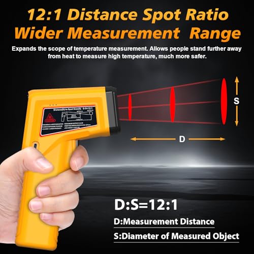 FKM Rechargeable Infrared Thermometer Gun,13-Point Laser-High Precision | -58°F~1472°F Non-Contact Laser Thermometer Gun,Digital IR Temperature Gun for Cooking,Griddle,Oven,HVAC,Automotive,Industrial - style: -58°F~1472°F (-50°C~800°C)